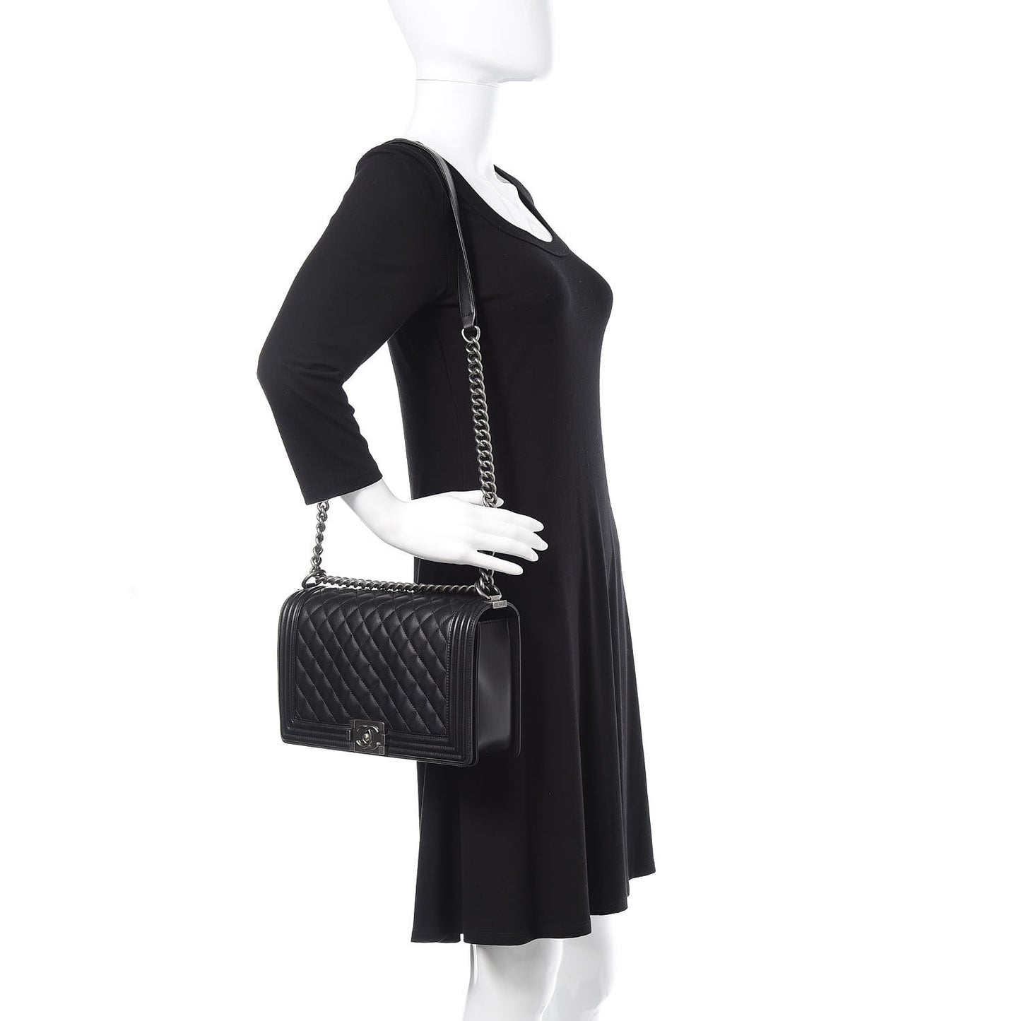 Lambskin Quilted New Medium Boy Flap Black