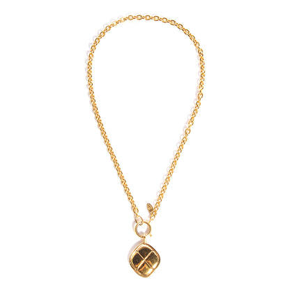 Chanel Quilted Pendant Chain Necklace Gold 3 of 8