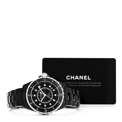Chanel Stainless Steel Ceramic Diamond 38mm J12 Automatic Watch Black 5 of 5