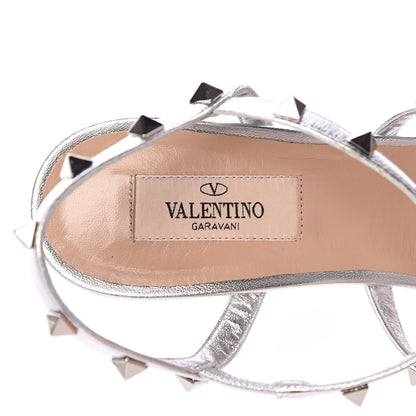 Valentino Garavani Metallic Nappa Rockstud Gladiator 70mm Sandals 38.5 Silver 6 of 10