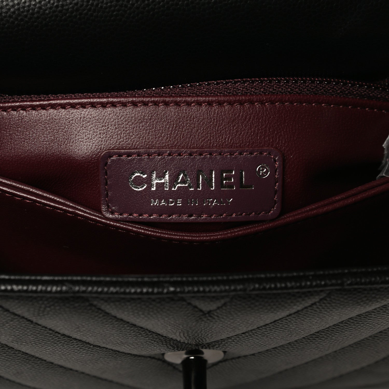 Chanel Caviar Chevron Quilted Mini Coco Handle Flap So Black 6 of 14