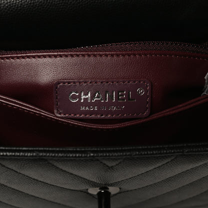 Chanel Caviar Chevron Quilted Mini Coco Handle Flap So Black 6 of 14