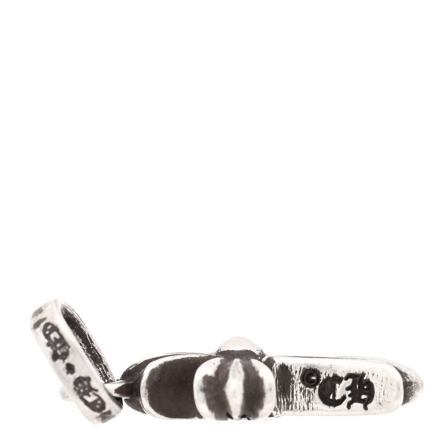 Sterling Silver Black Diamond Baby Fat Cross Pave Pendant