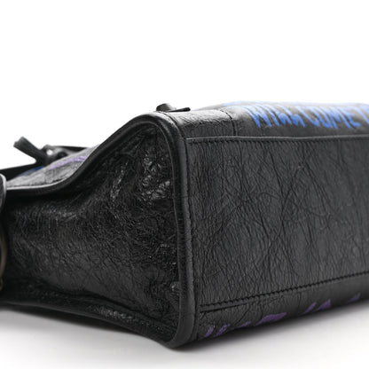 Balenciaga Agneau Arena Graffiti All Over Classic Hardware S City Black Bleu Violet 7 of 8