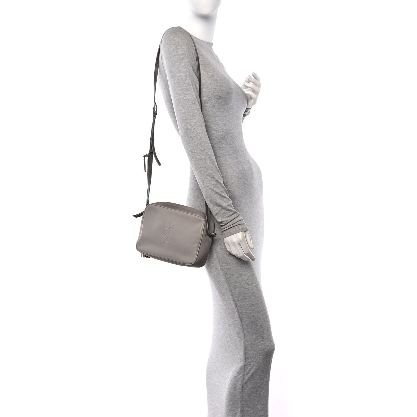 Lambskin Suede Monogram Small Lou Camera Bag  Fog