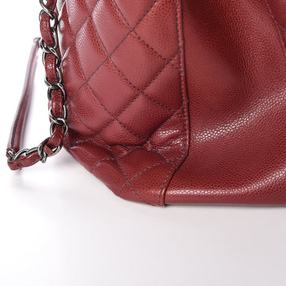 Chanel Caviar Quilted City Shopping Tote Dark Red 10 of 16