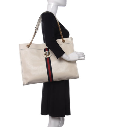 Gucci Suede Calfskin Large Rajah Chain Tote White 2 of 9