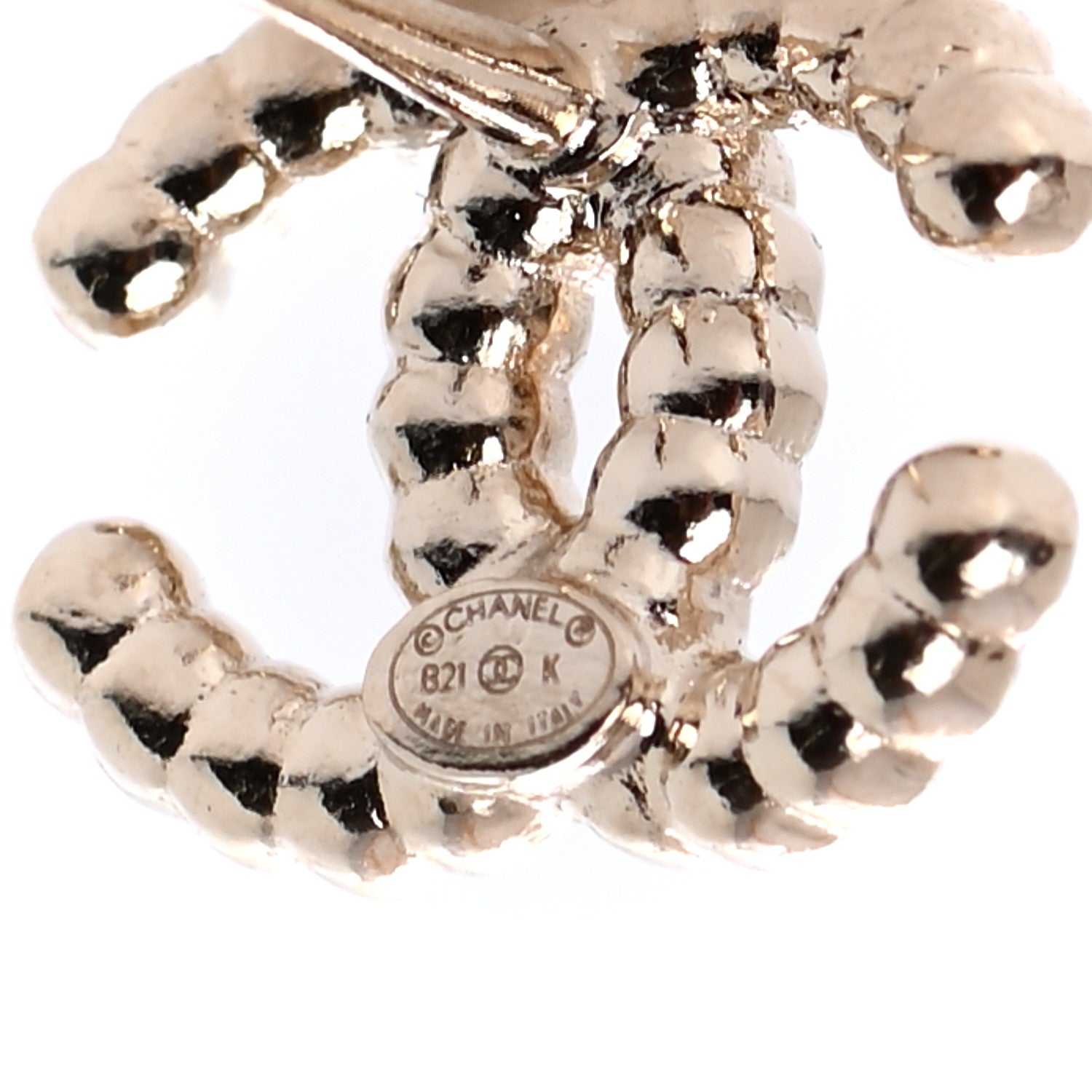 Chanel Pearl CC Earrings Gold 4 of 4