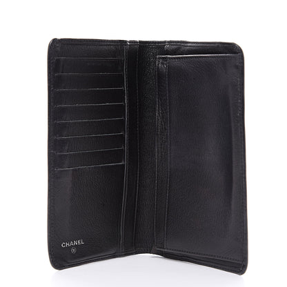 Chanel Goatskin Camellia Embossed Yen Wallet Black 5 of 11