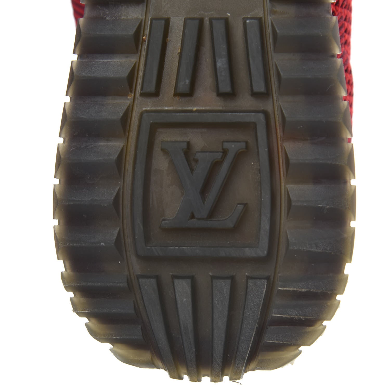 Louis Vuitton Calfskin Damier Run Away Sneakers 8 Red 7 of 9