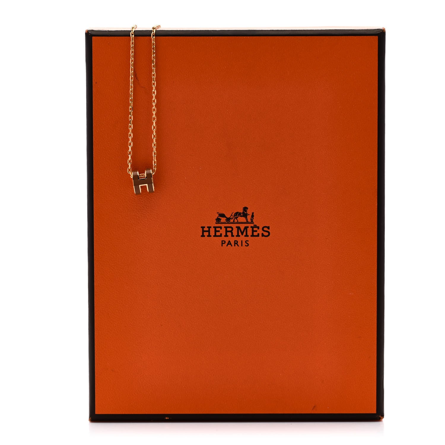 Hermes Lacquered Gold Mini Pop H Pendant Necklace New Gold 8 of 8