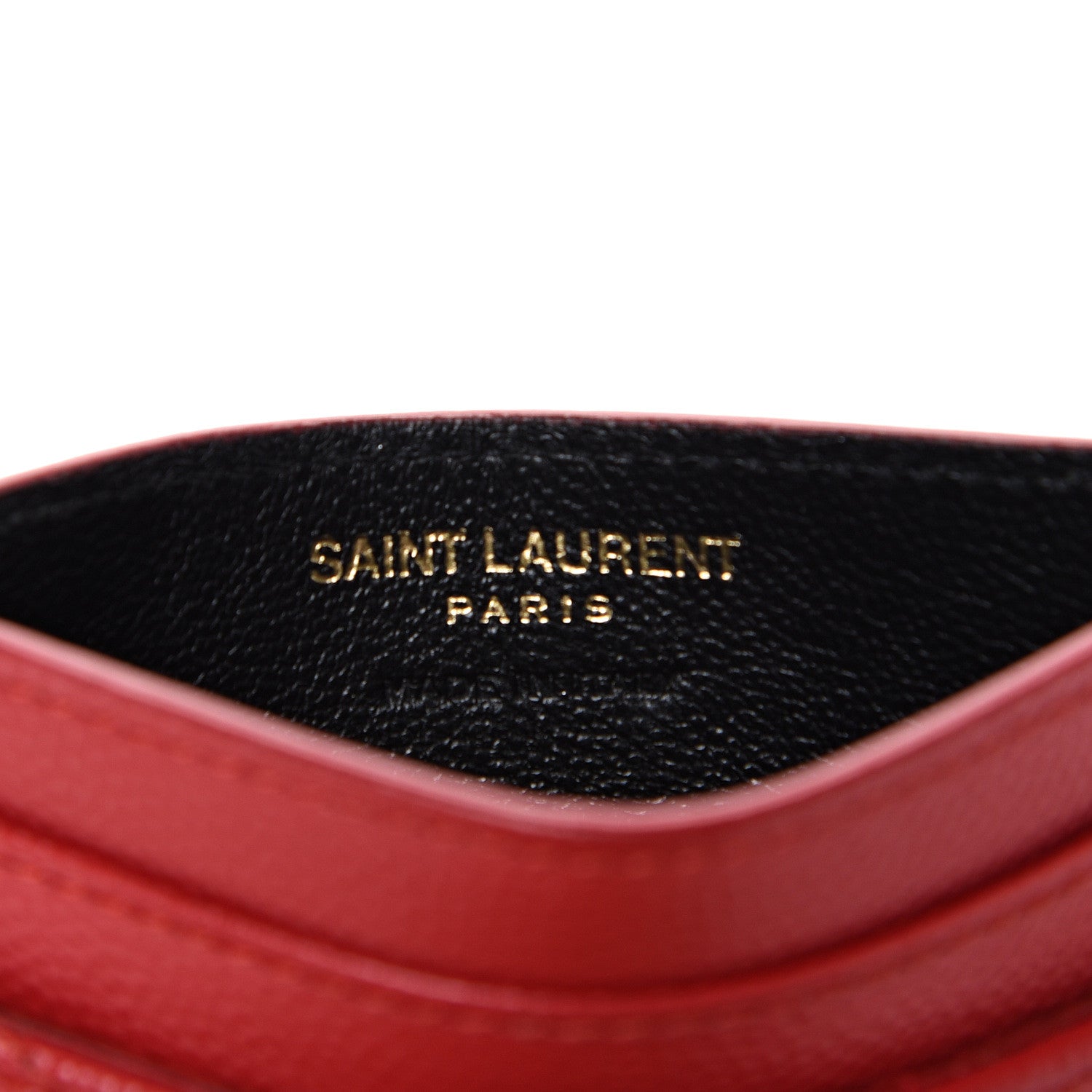 Saint Laurent Grain De Poudre Matelasse Chevron Monogram Credit Card Case Bandana Red 7 of 9