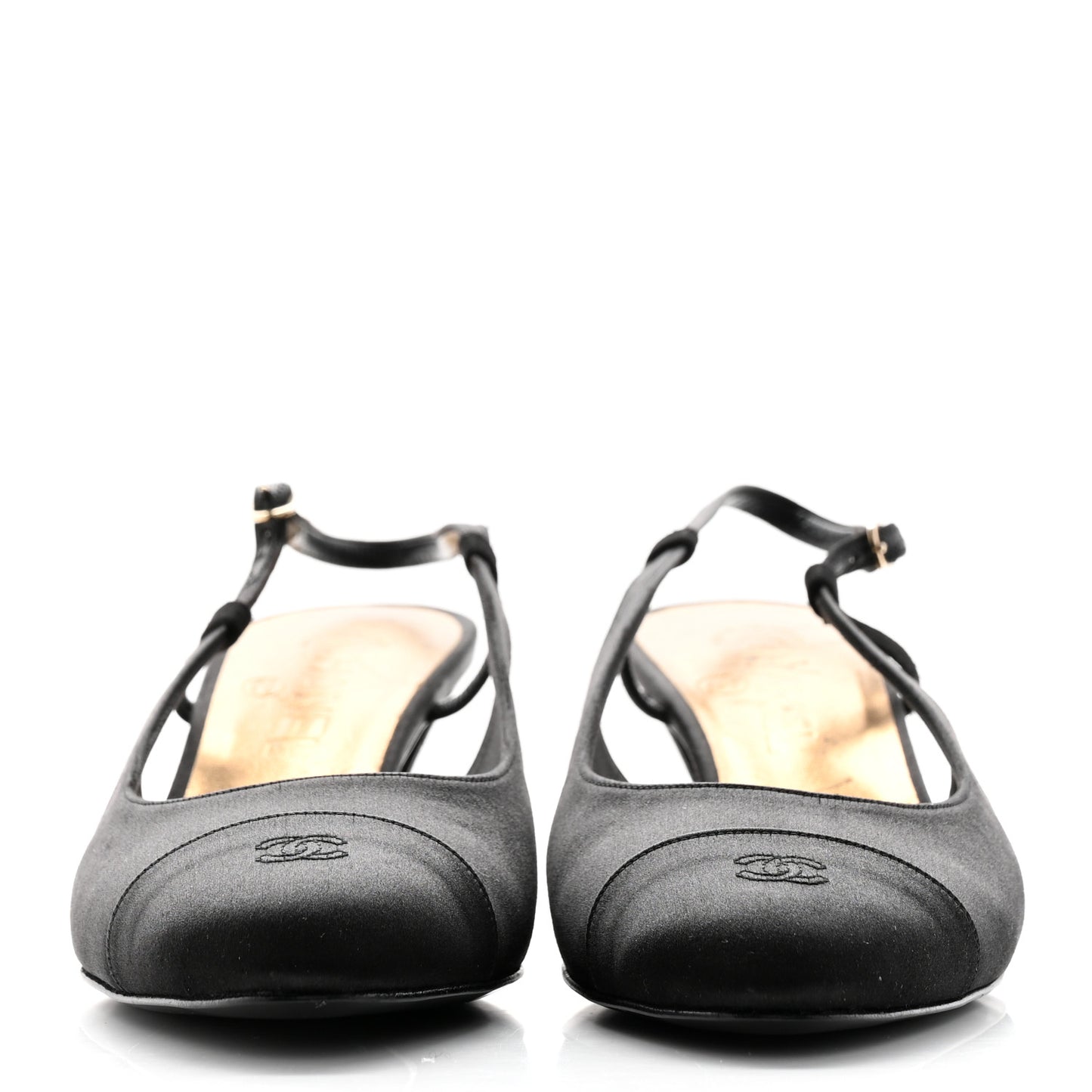 Satin Cap Toe CC Slingback Pumps 39.5 Black