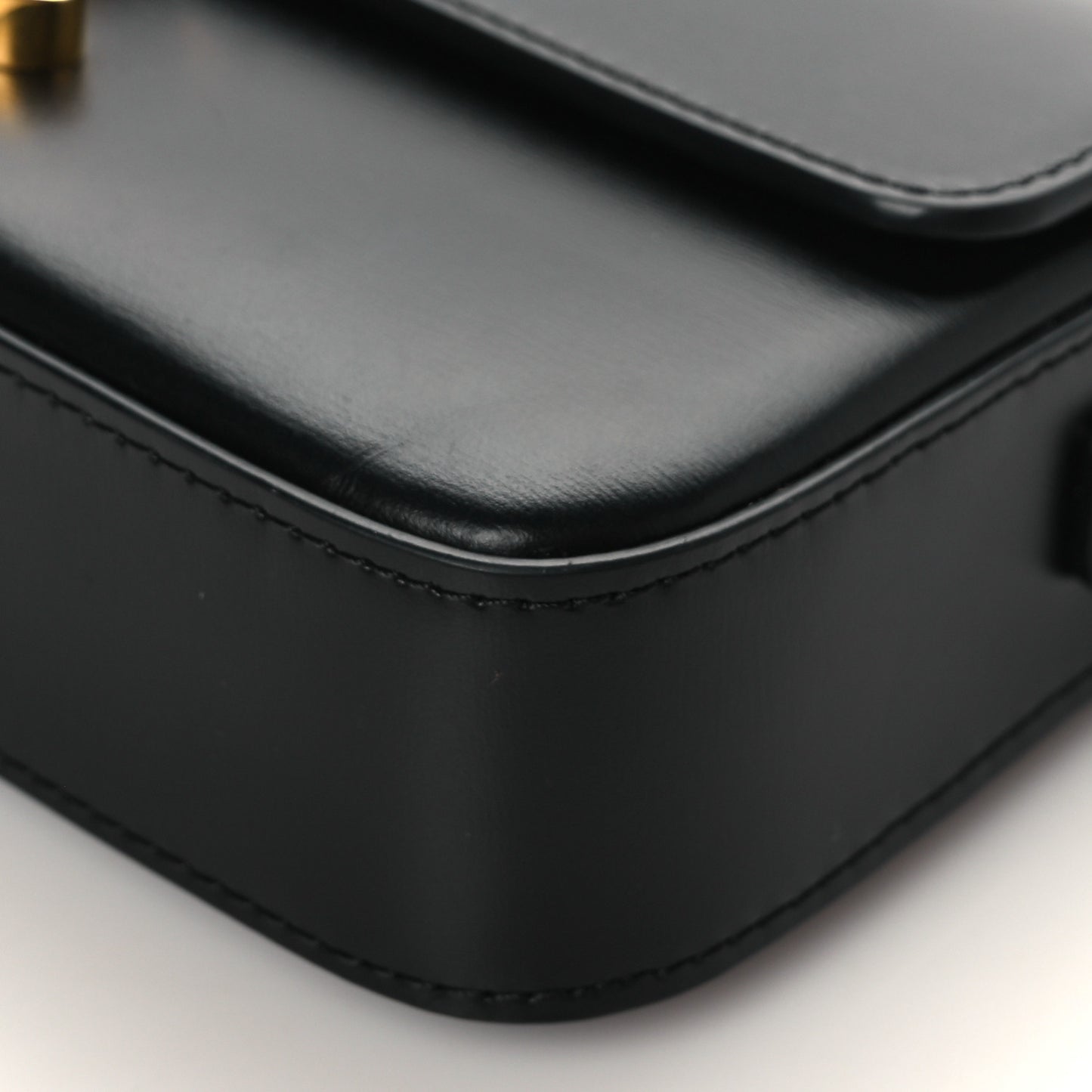 Shiny Calfskin Triomphe Shoulder Bag Black