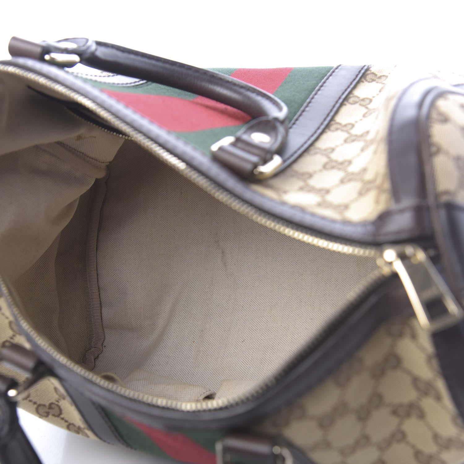 Gucci Monogram Vintage Web Medium Boston Dark Brown 5 of 13