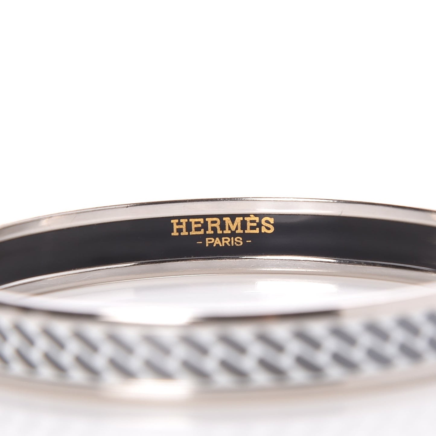 Enamel Printed Narrow Clic C'est Noue Bracelet 62 White Platinum