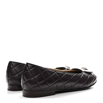 Chanel Lambskin Quilted CC Ballerina Flats 41 Dark Purple 5 of 11