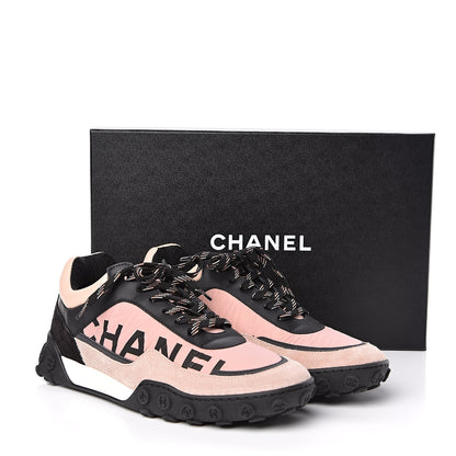 Chanel Nylon Calfskin Suede CC Womens Sneakers 39.5 Pink Black 9 of 9