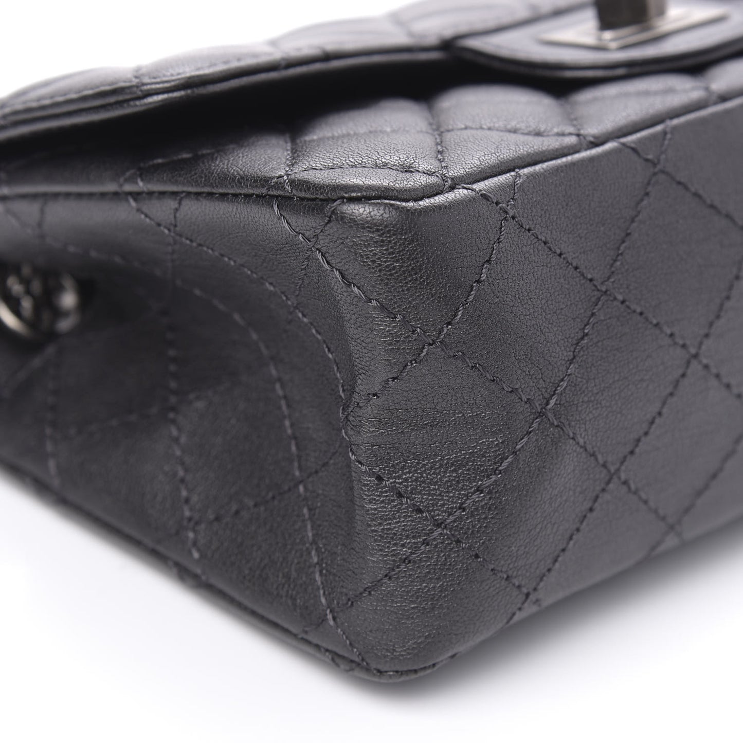 Aged Calfskin Quilted 2.55 Reissue Mini Flap Dark Silver