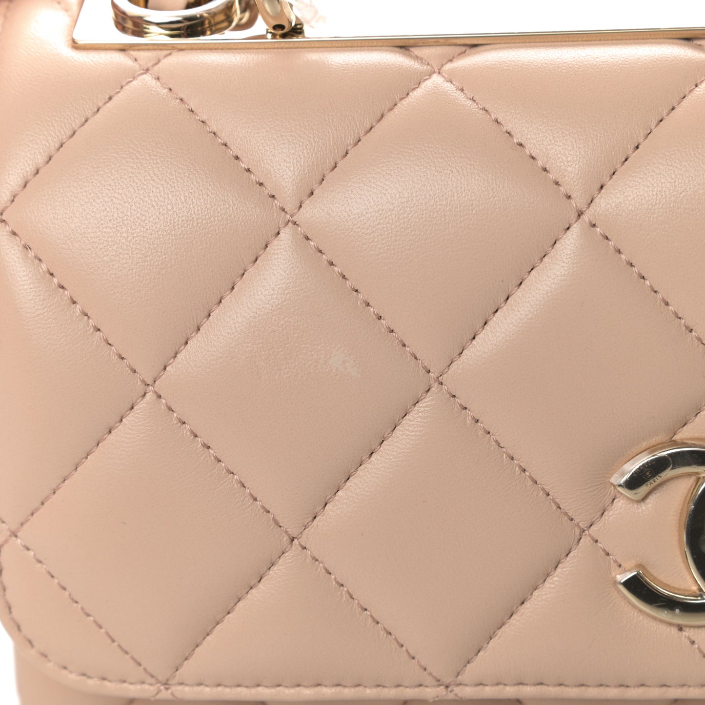 Lambskin Quilted Small Trendy CC Dual Handle Flap Bag Beige