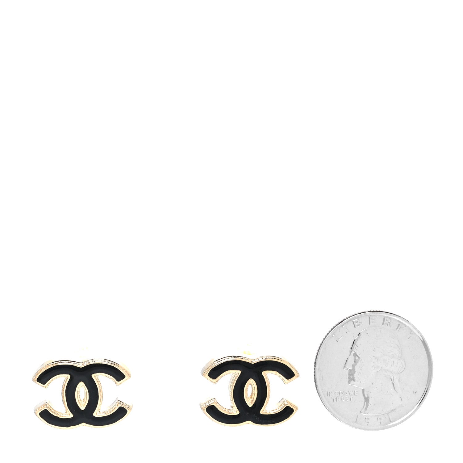 Chanel Metal Enamel CC Earrings Black Gold 2 of 4