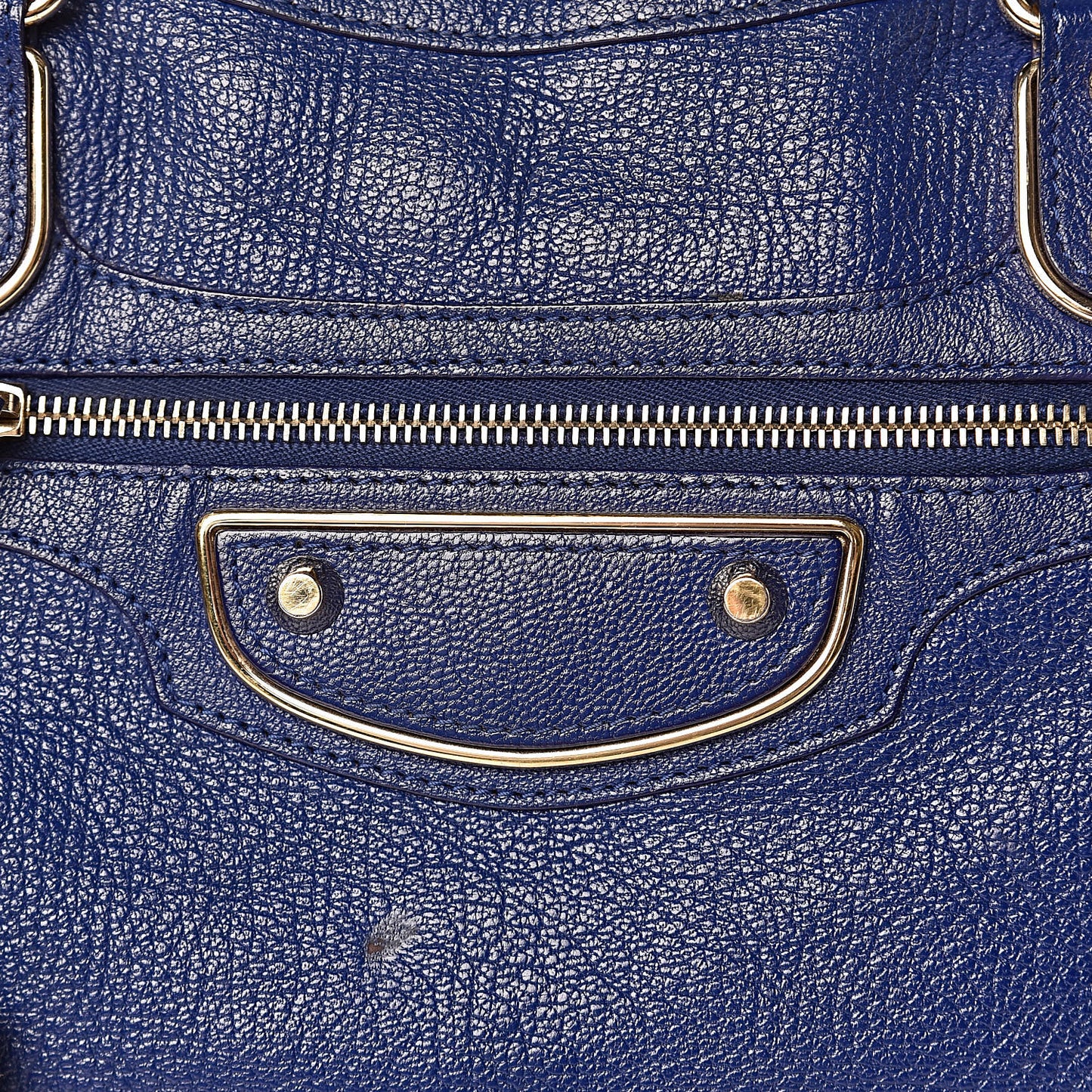 Chevre Gold Metallic Edge Hardware City Bleu Roi