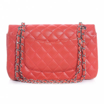 Chanel Lambskin Perforated Double Flap Medium Red 6 of 9
