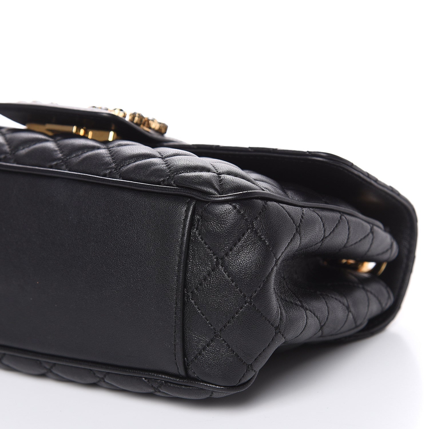 Dolce & Gabbana Lambskin Quilted Crystal Embellished Millennial Rectangular Shoulder Bag Black 8 of 13