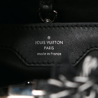 Louis Vuitton Tweed Calfskin Capucines MM Black White 5 of 9