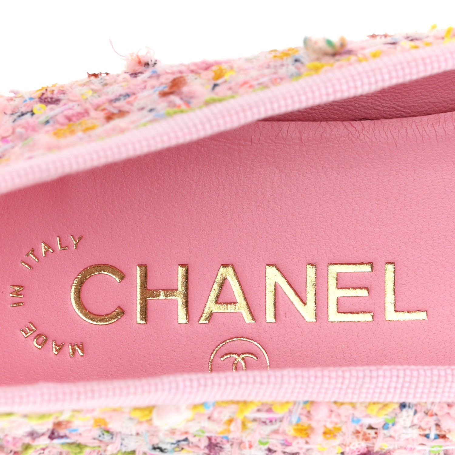 Chanel Tweed Sequin Grosgrain Cap Toe Ballet Flats 36.5 Light Pink Multicolor Black 8 of 9