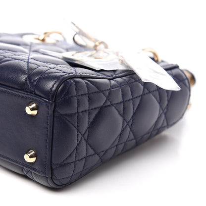 Christian Dior Lambskin Cannage Mini Lady Dior Navy Blue 7 of 11