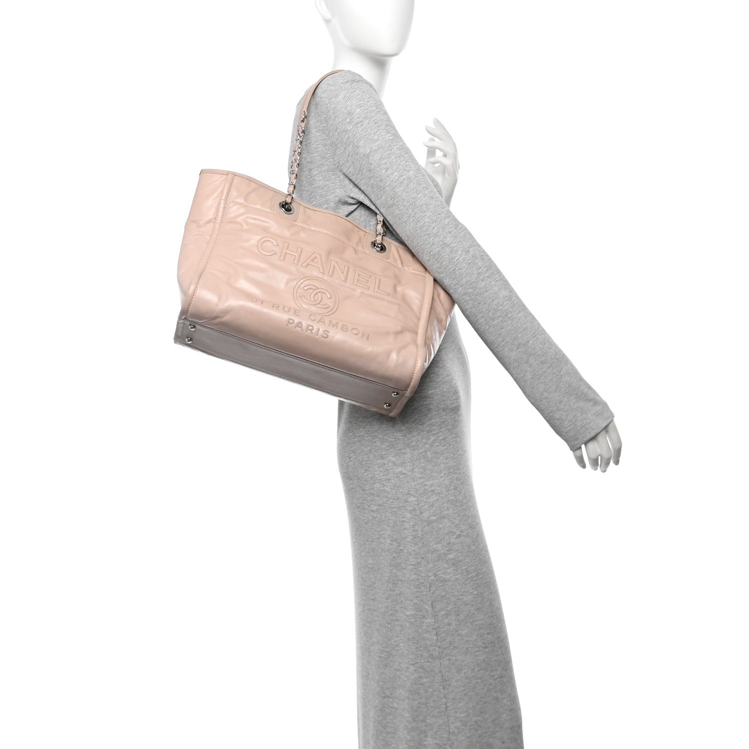 Chanel Glazed Calfskin Small Deauville Tote Light Pink 2 of 13
