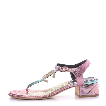 Chanel Goatskin Fantasy CC Pearl Thong Sandals 38 Multicolor 1 of 13