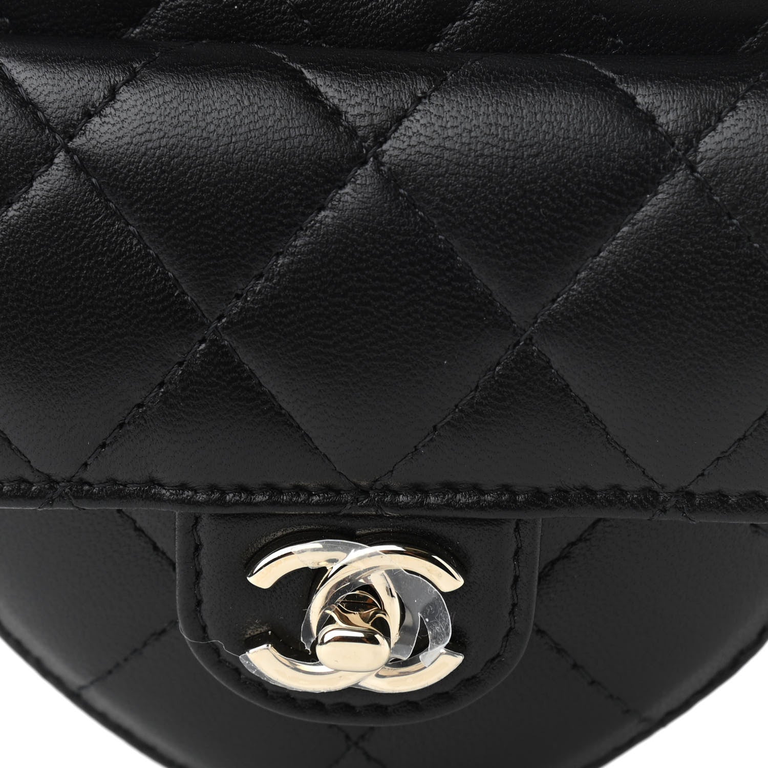 Chanel Lambskin Quilted CC In Love Heart Waist Belt Bag With Chain Black 8 of 11