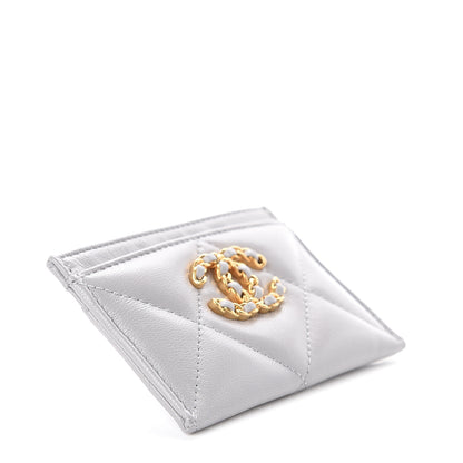 Chanel Shiny Goatskin Quilted 19 Card Holder Grey 3 of 8
