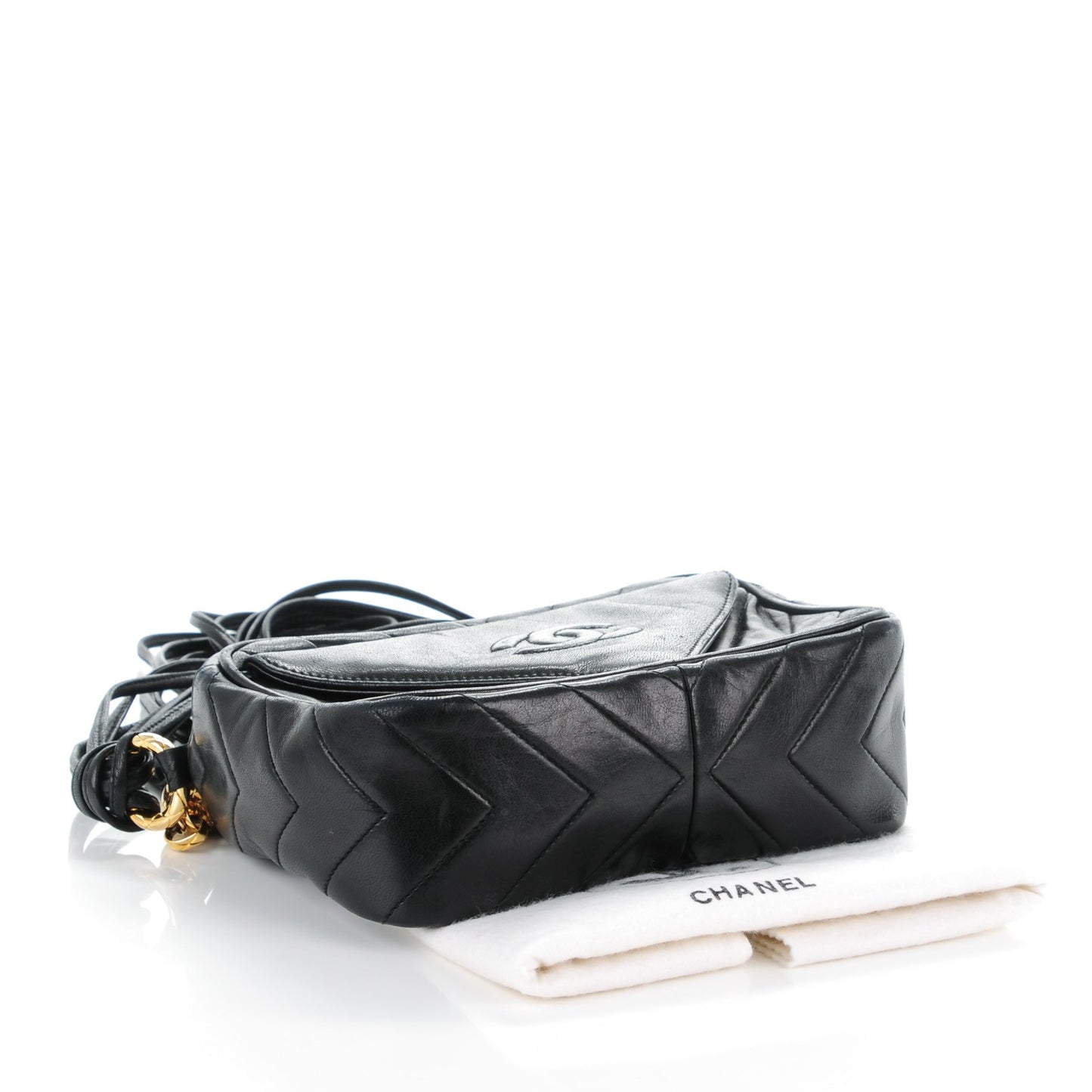 Lambskin Chevron Camera Bag Black