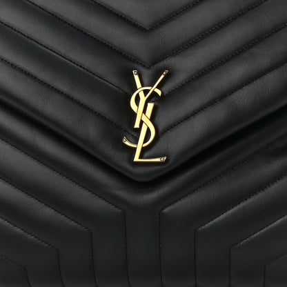 Saint Laurent Calfskin Y Quilted Monogram Large Loulou Chain Satchel Black 10 of 12