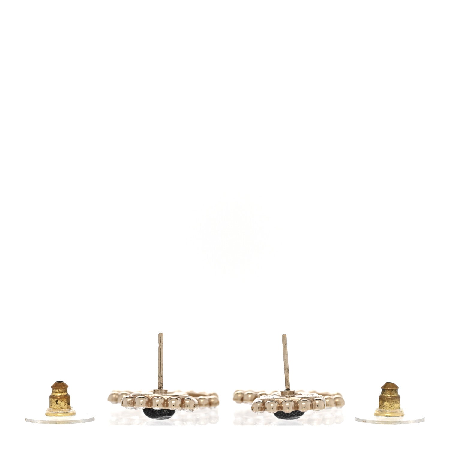 Chanel Crystal CC Drop Earrings Gold Black 3 of 5