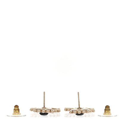 Chanel Crystal CC Drop Earrings Gold Black 3 of 5