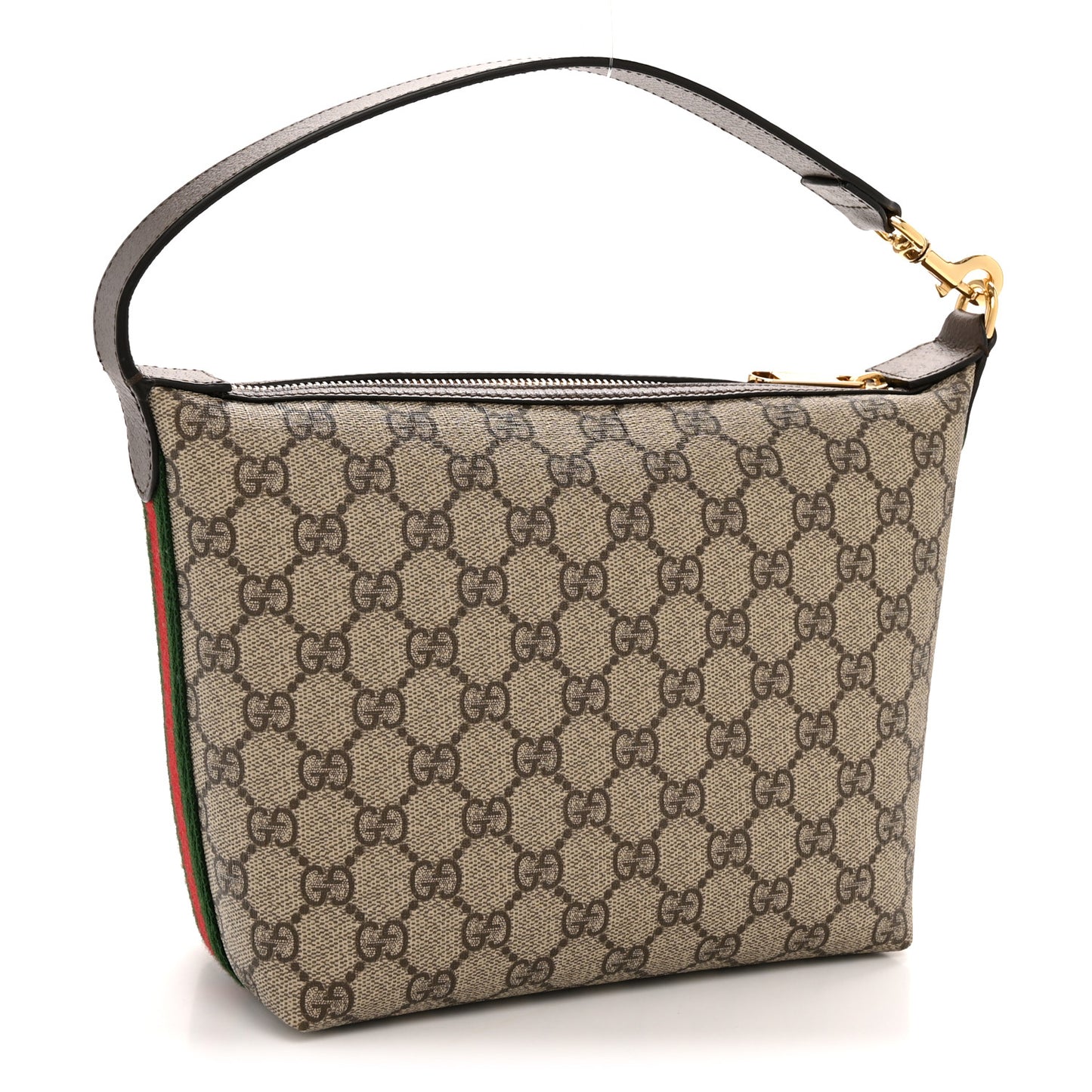 GG Supreme Monogram Textured Calfskin Web Super Mini Ophidia Shoulder Bag Beige Ebony New Acero