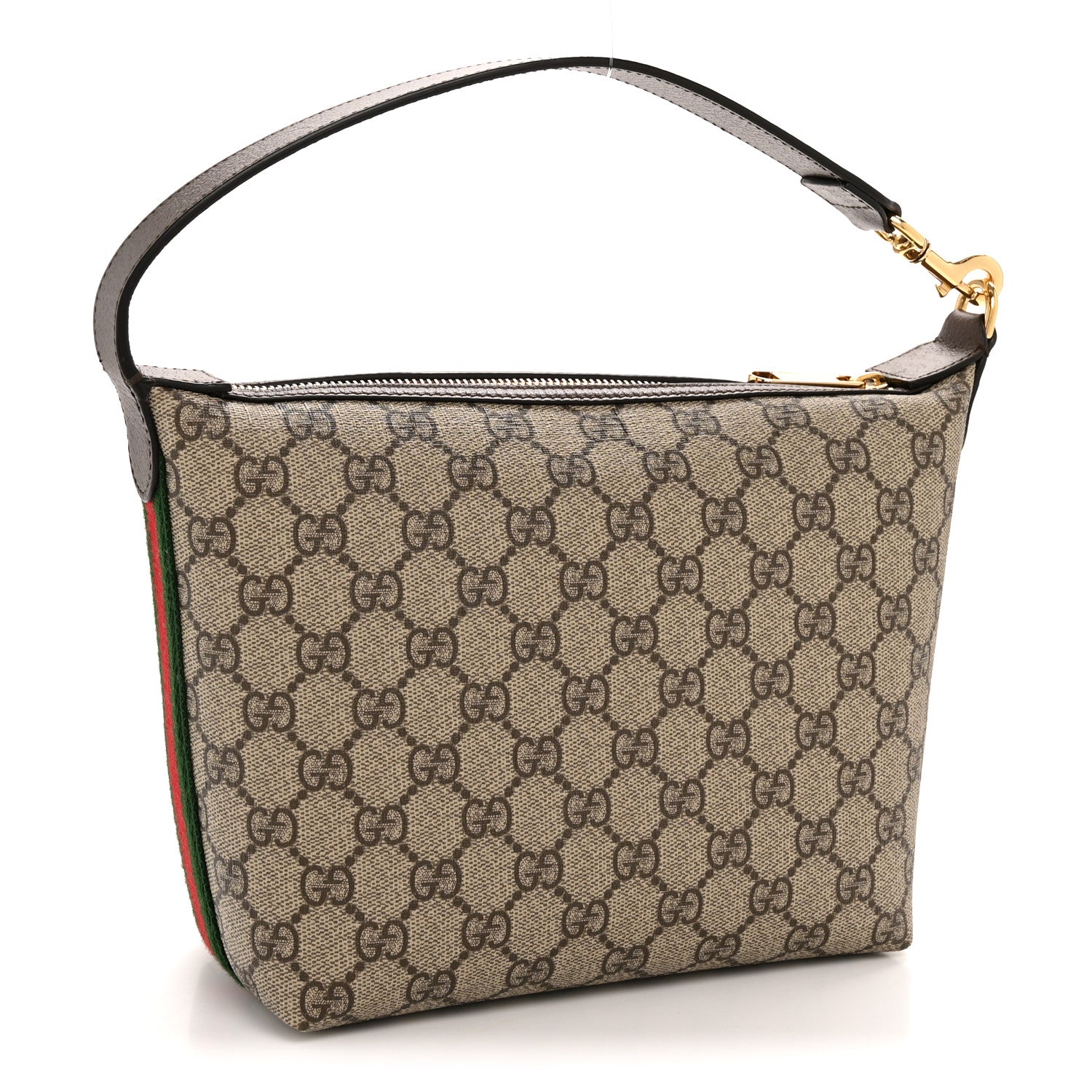 Gucci GG Supreme Monogram Textured Calfskin Web Super Mini Ophidia Shoulder Bag Beige Ebony New Acero 3 of 11