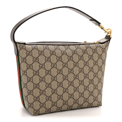 Gucci GG Supreme Monogram Textured Calfskin Web Super Mini Ophidia Shoulder Bag Beige Ebony New Acero 3 of 11
