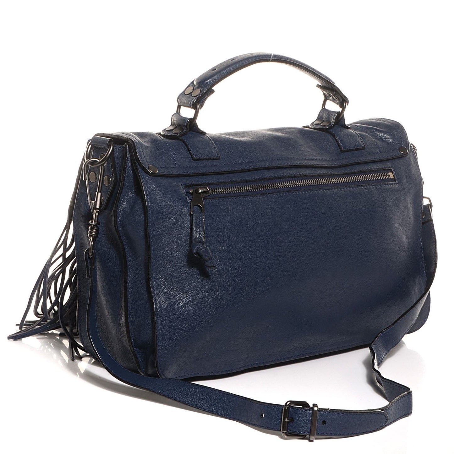 Lambskin Fringe Medium PS1 Satchel Midnight