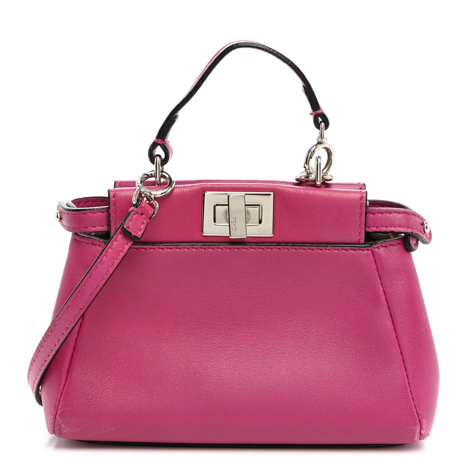 Fendi Nappa Micro Peekaboo Iconic Satchel Magenta 1 of 9