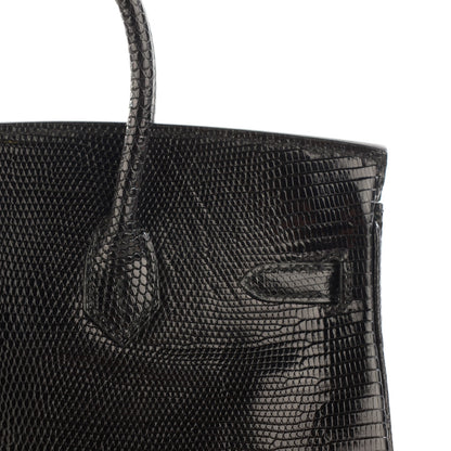 Hermes Shiny Lizard Birkin 25 Black 8 of 22