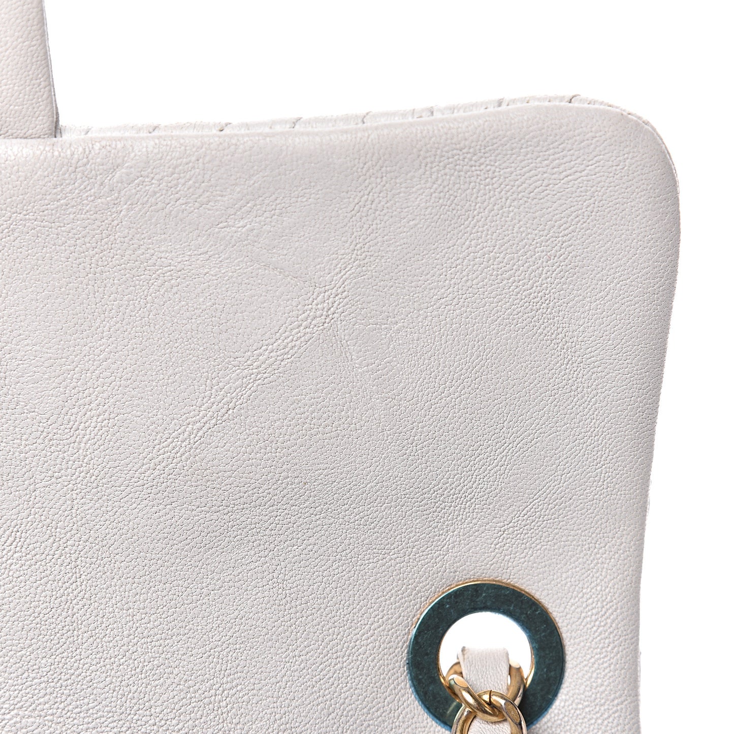 Calfskin Surpique Chevron Small Flap White