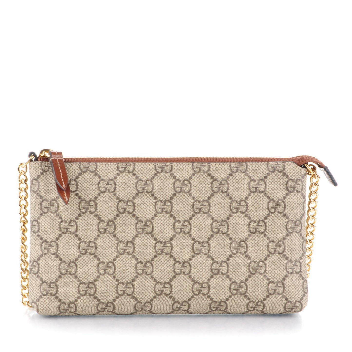 GG Supreme Monogram Wrist Wallet Brown