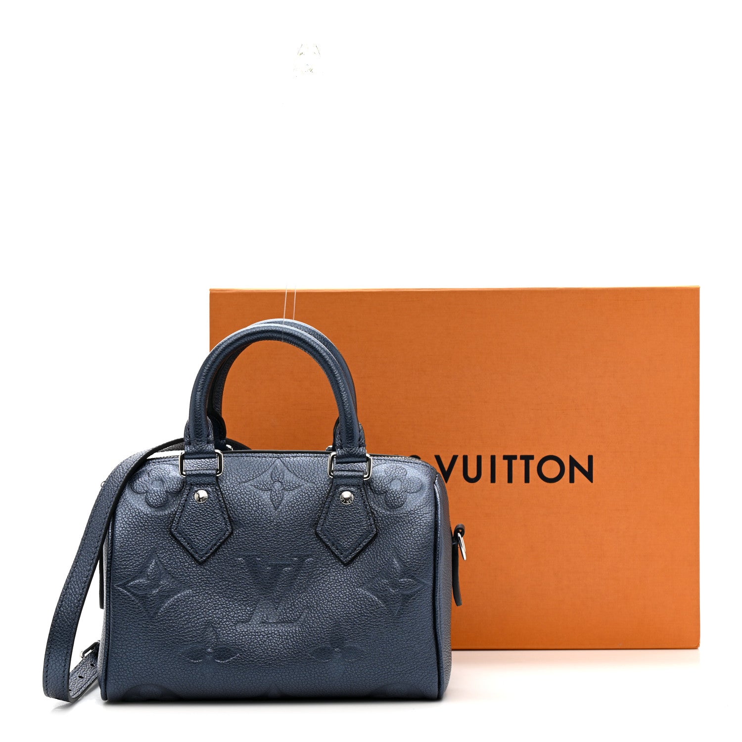 Louis Vuitton Metallic Empreinte Monogram Giant Speedy Bandouliere 20 Navy Nacre 11 of 11