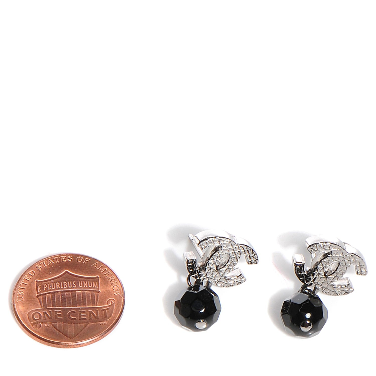 Chanel CC Bead Drop Earrings Black 2 of 4