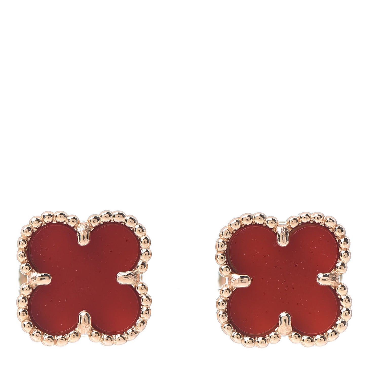 18K Rose Gold Carnelian Sweet Alhambra Earrings